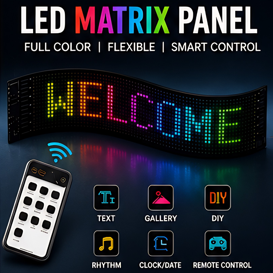 LED Matrix Panel Flexible RGB Car Display with App & Remote Control